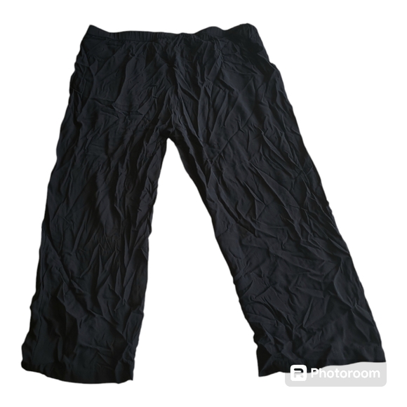 Eileen Fisher Straight Crop Silk High Rise Black Georgette Crepe Pants - Picture 3 of 5